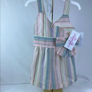 Bonnie Jean-Striped Pastel short Jumpsuit